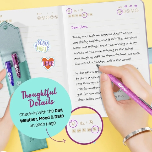 Secret Diary Set with Lock for Girls - Kids Locking Journal for Teens, Tweens - Picture 4 of 14